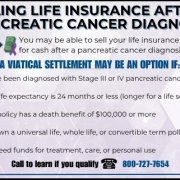 Infographic showing how selling life insurance after a pancreatic cancer diagnosis may provide financial relief through a viatical settlement